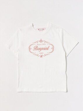 Bonpoint Girls White Logo Tee Pink Bonpoint Paris Print Short Sleeve Size 12